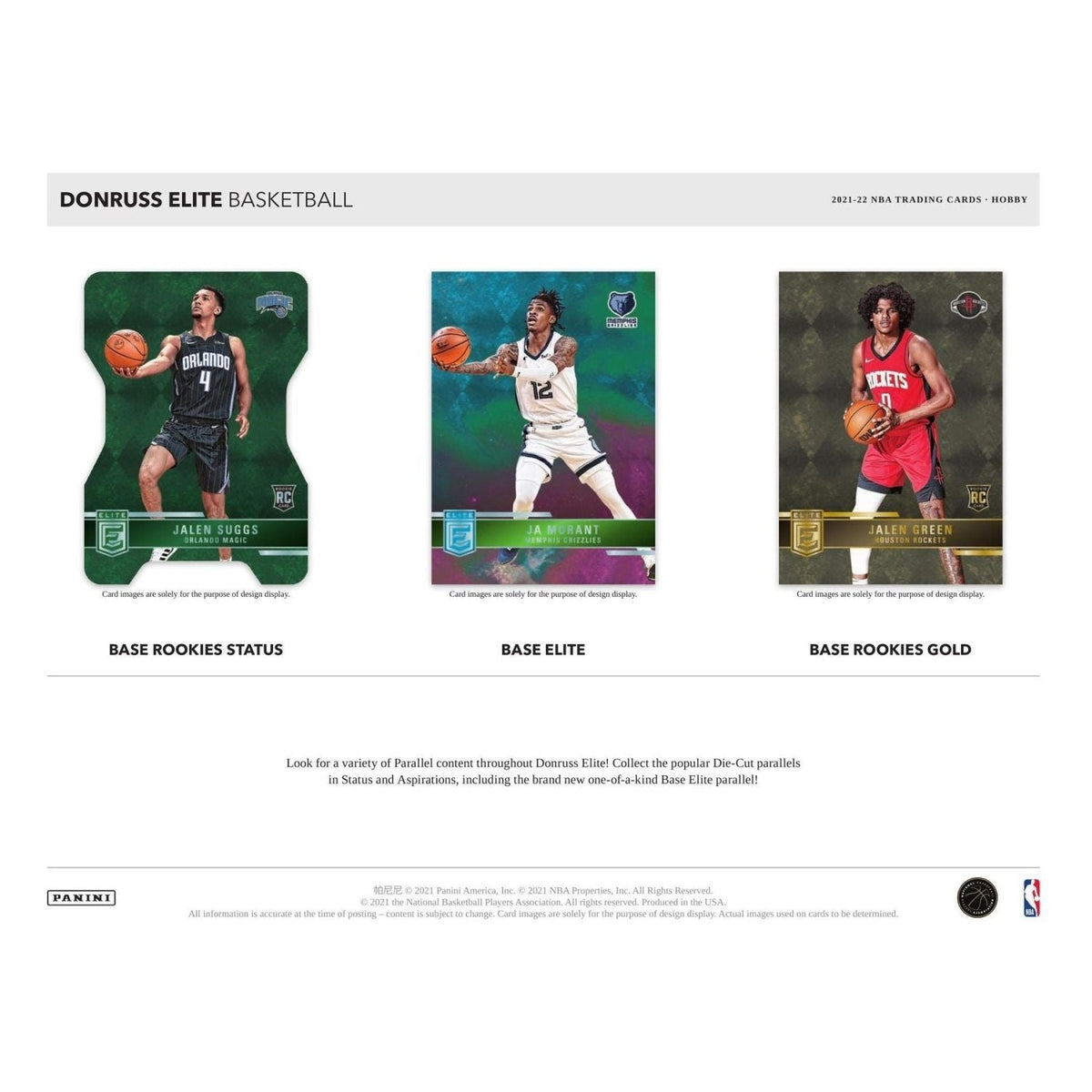 2021-22 Donruss Elite Basketball Base Rookies Status, Base Elite and Base Rookies Gold cards