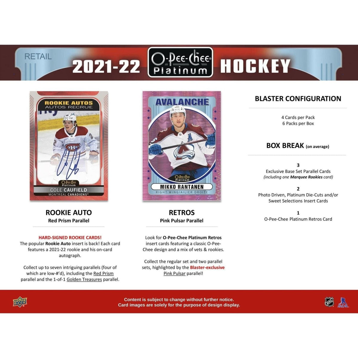 2021 - 22 Upper Deck O - Pee - Chee Platinum Hockey Blaster Box at King Card Canada