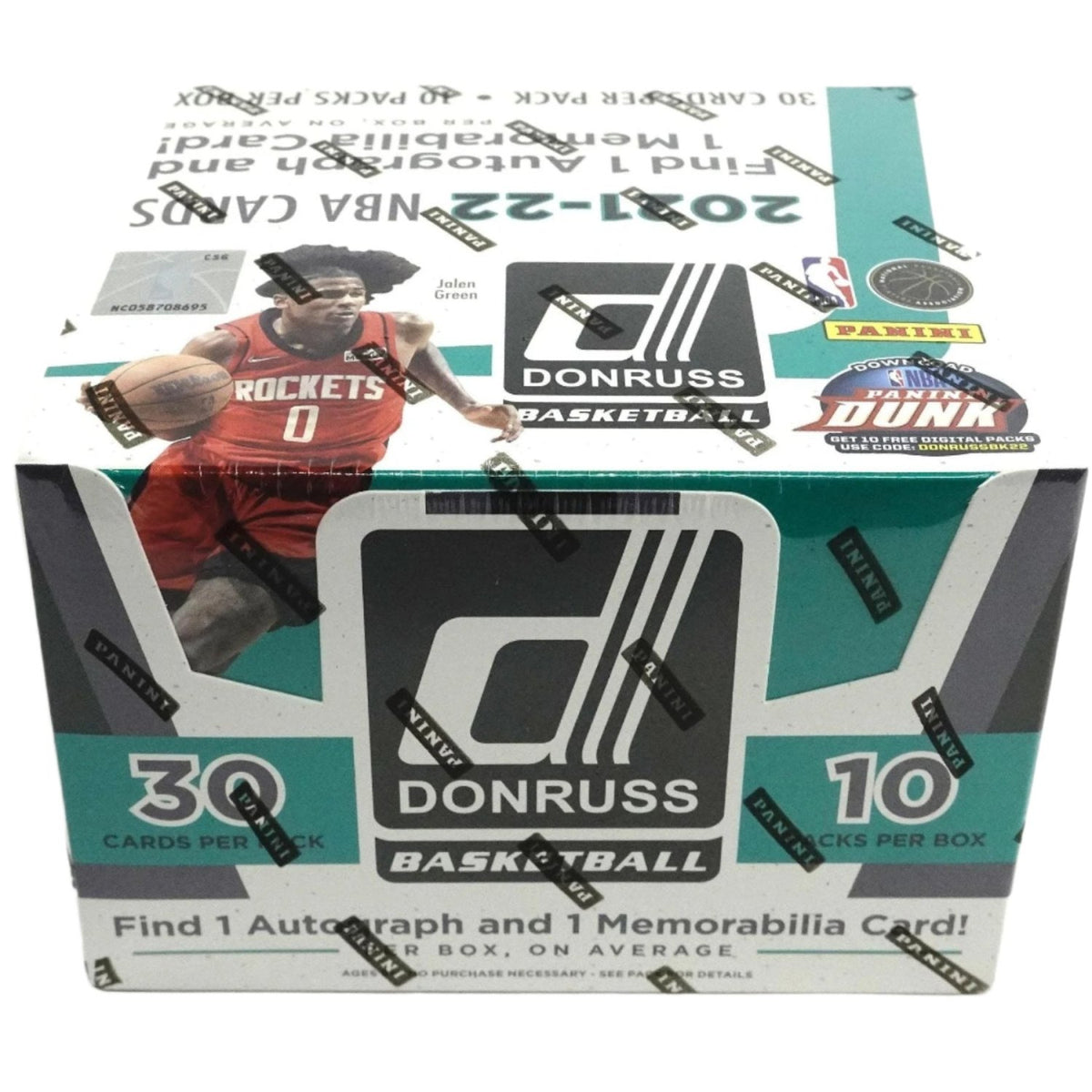 2021-22 Panini Donruss Basketball Hobby Box: 30 cards, 10 packs, 1 autograph and 1 memorabilia