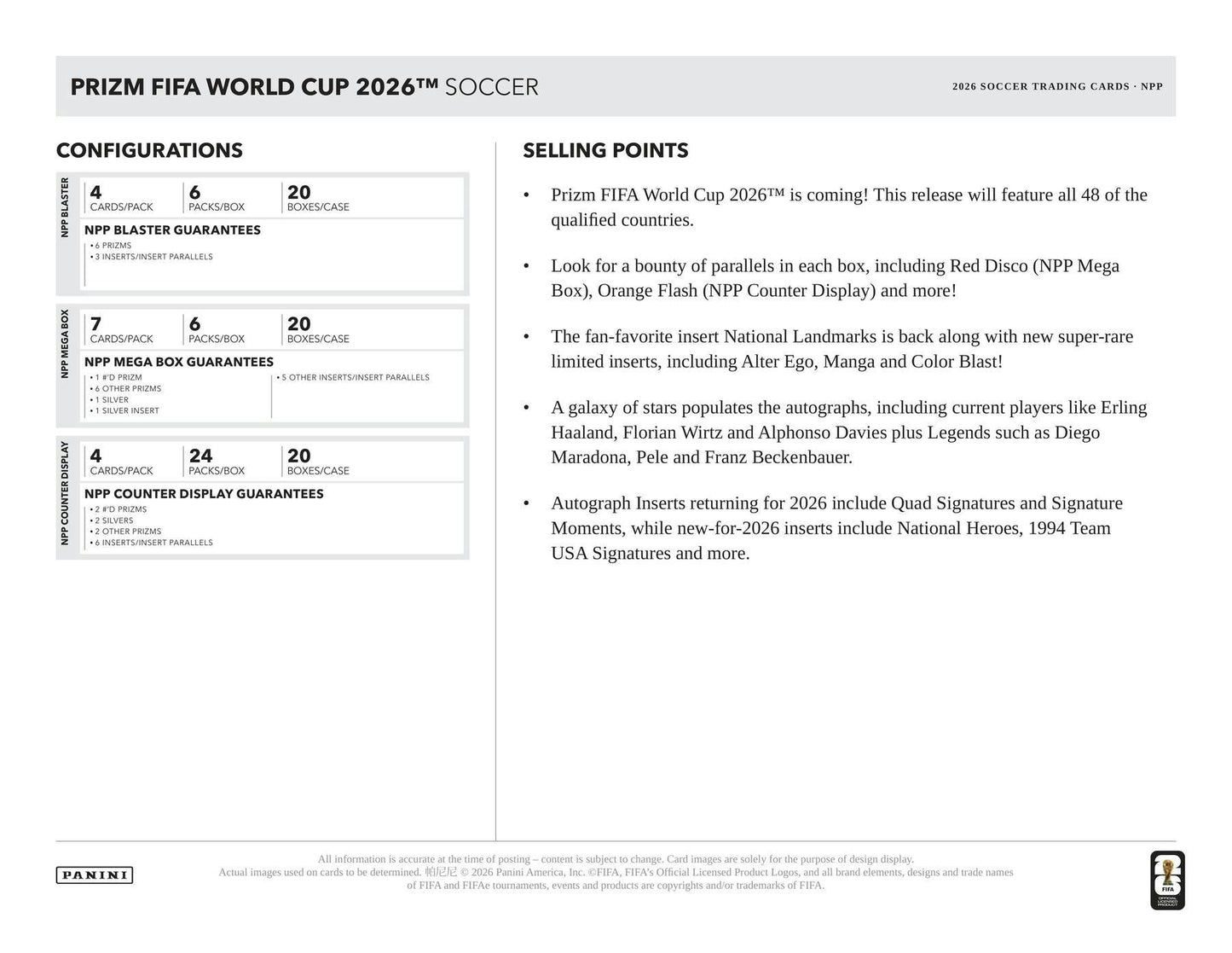2026 Panini Prizm FIFA World Cup Soccer Mega Box