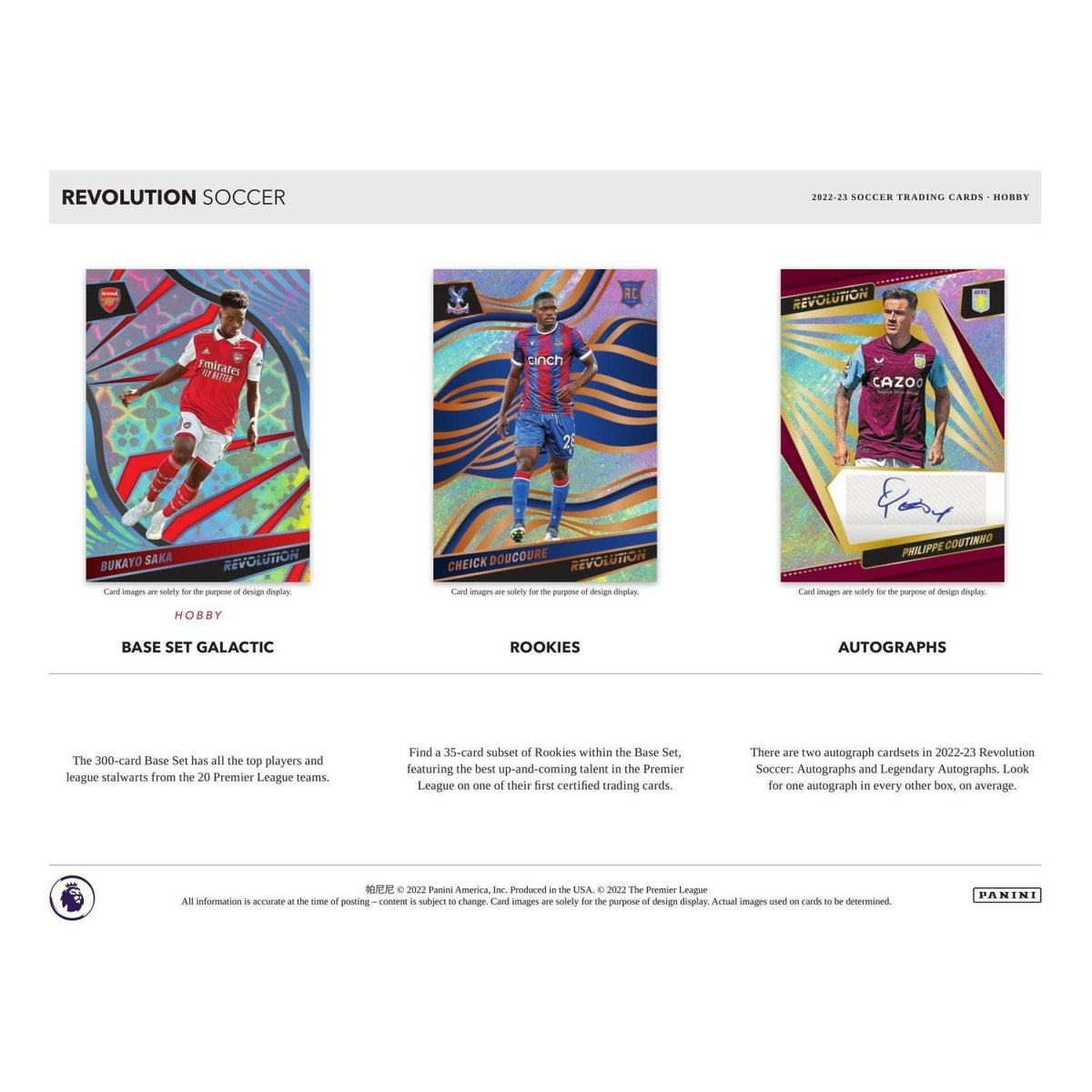 2022-23 Revolution Premier League base set Galactic parallel, Rookies and Autographs cards