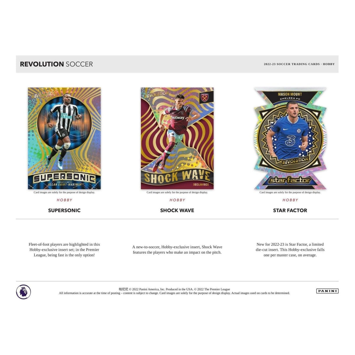2022-23 Revolution Premier League Supersonic, Shock Wave and Star Factor hobby inserts