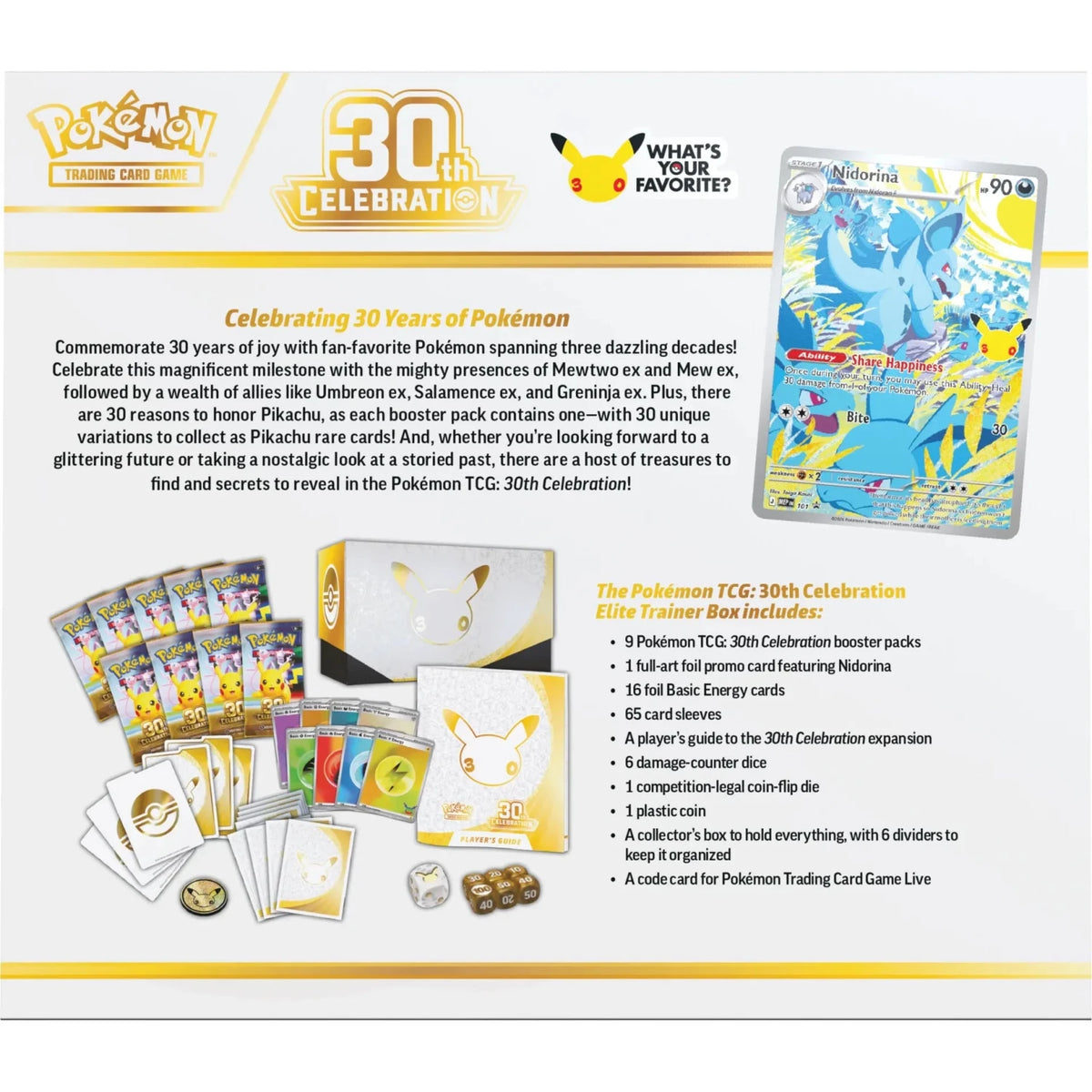 Pokemon 30th Celebration Elite Trainer Box 0196214158801 at King Card Canada