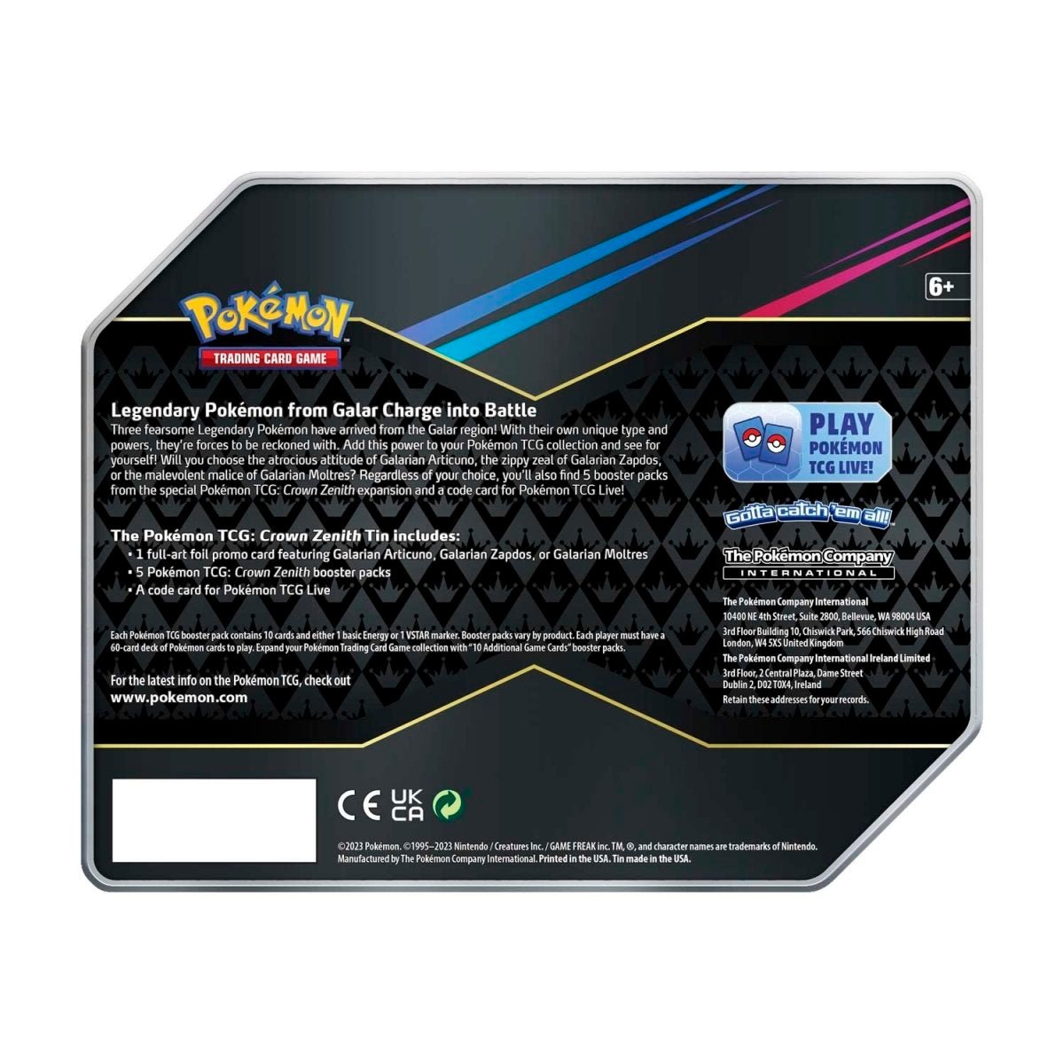 Pokemon Crown Zenith Tin (Articuno) at King Card Canada