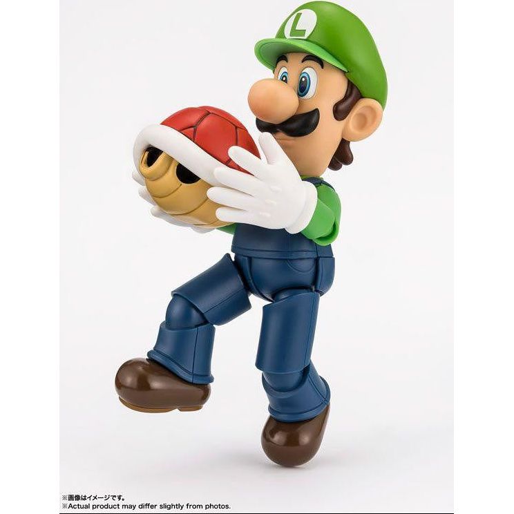 S.H.Figuarts Luigi figure holding a red Koopa shell