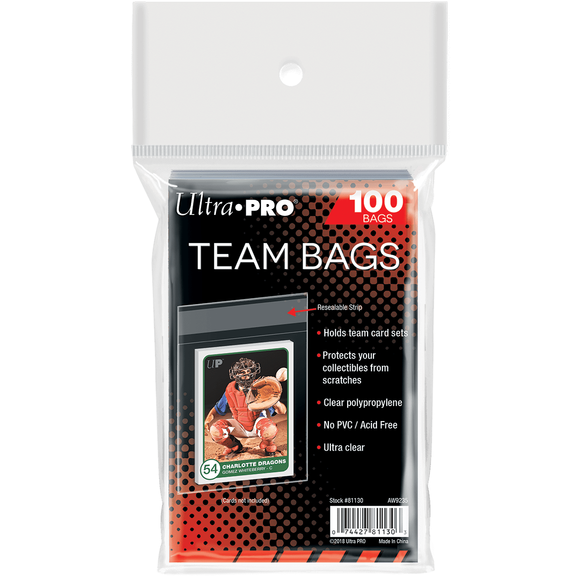 Ultra Pro Resealable Team Bags (Pack of 100) 074427811303 at King Card Canada