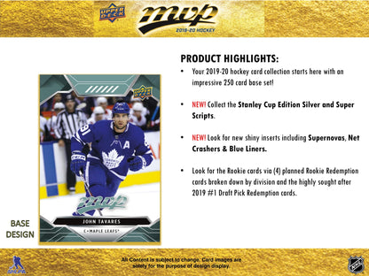 2019 - 20 Upper Deck MVP Hockey Blaster Box 053334919814 at King Card Canada