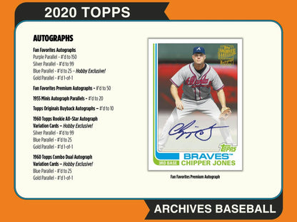 2020 Topps Archives Baseball Hobby Box 887521091553 at King Card Canada