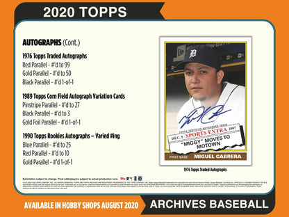 2020 Topps Archives Baseball Hobby Box 887521091553 at King Card Canada