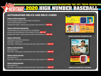 2020 Topps Heritage High Number Baseball Hobby Box 887521092727 at King Card Canada