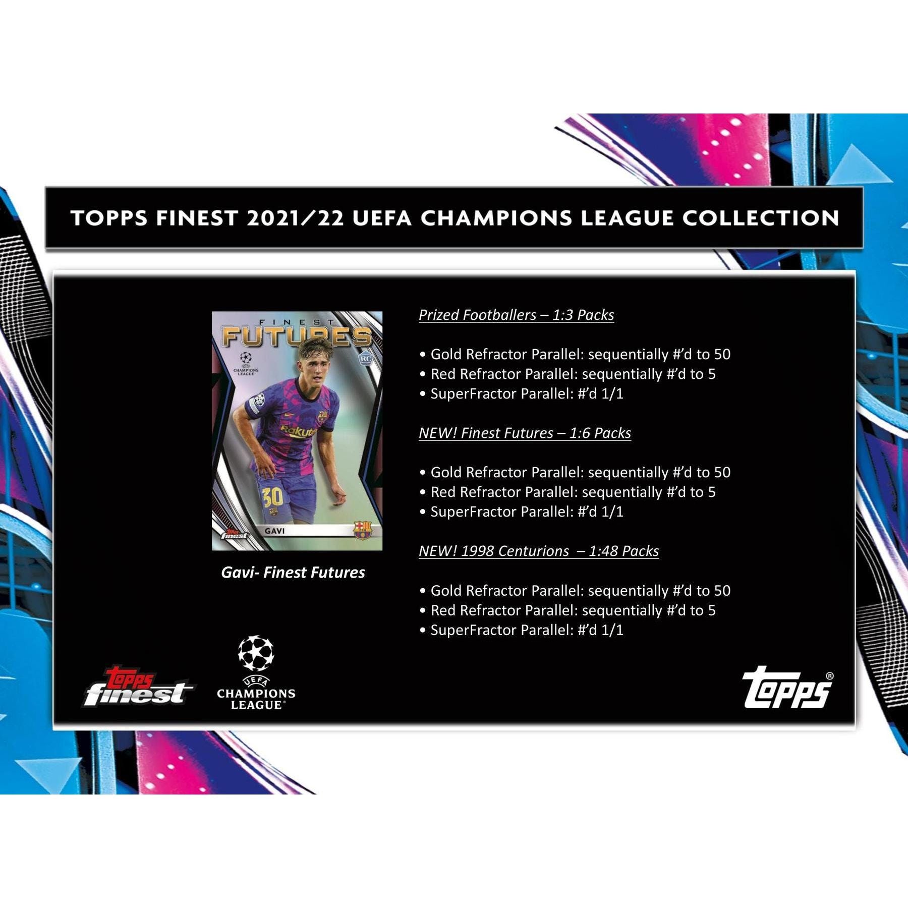 2021 - 22 Topps Finest UEFA Champions League Soccer Master Hobby Box at King Card Canada