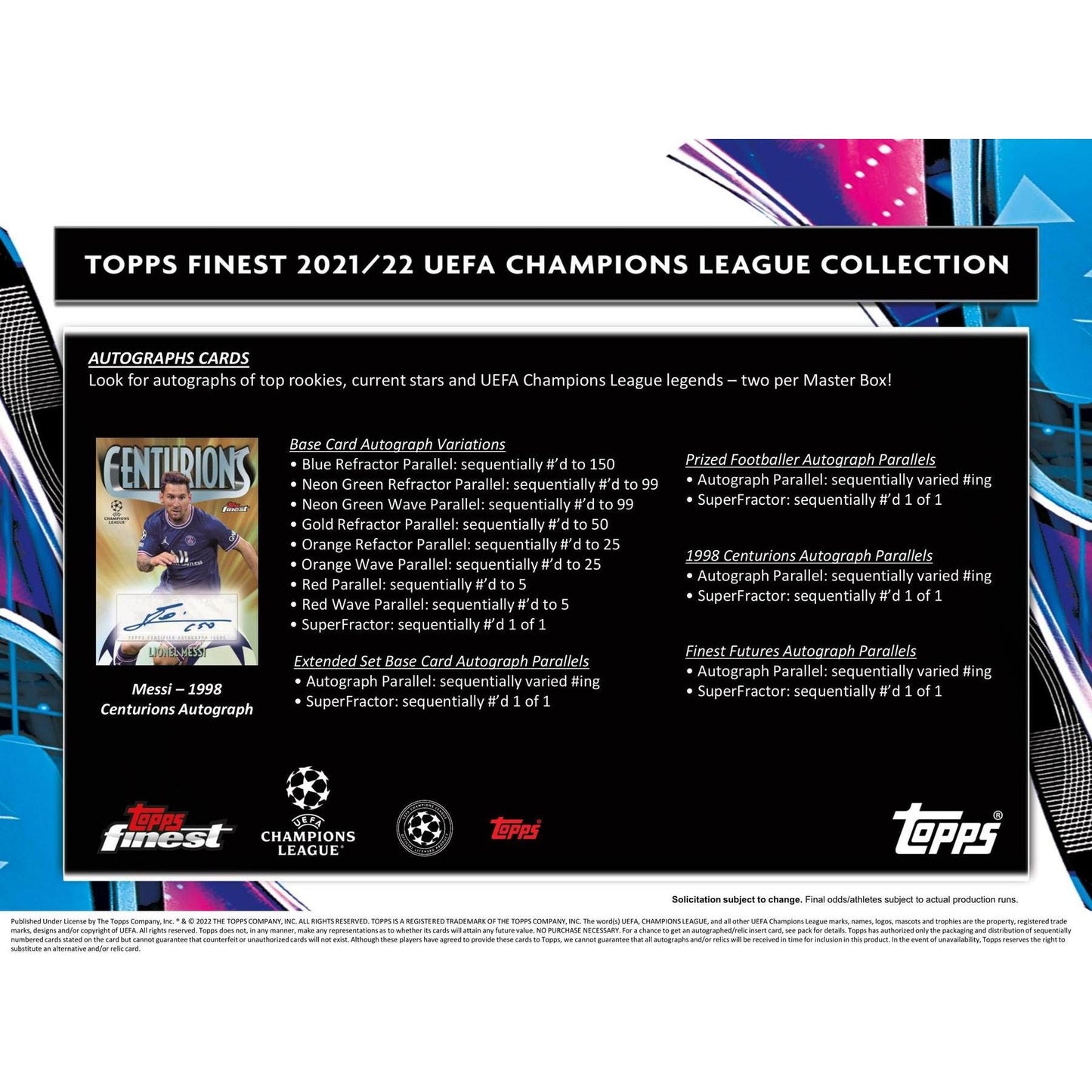 2021-22 Topps Finest UEFA Champions League Soccer Master Hobby Box - King Card Canada