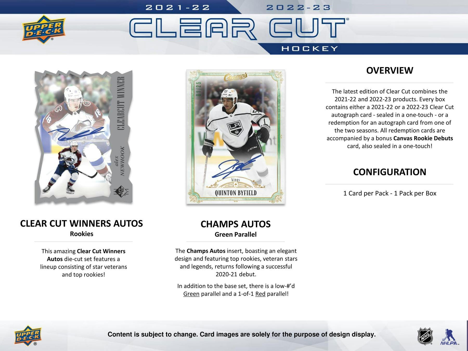 2021 - 22 & 2022 - 23 Upper Deck Clear Cut Hockey Hobby Box 053334123006 at King Card Canada
