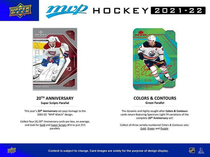 2021 - 22 Upper Deck MVP Hockey Hobby Box at King Card Canada