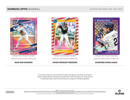 2021 Panini Donruss Optic Choice Baseball Hobby Box 613297970453 at King Card Canada
