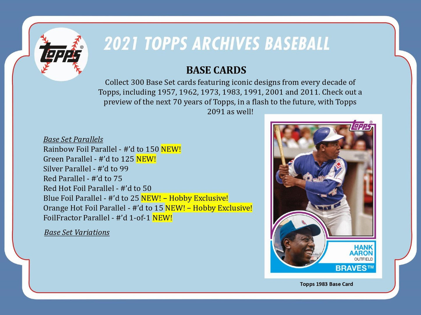 2021 Topps Archives Baseball Hobby Box 887521102013 at King Card Canada