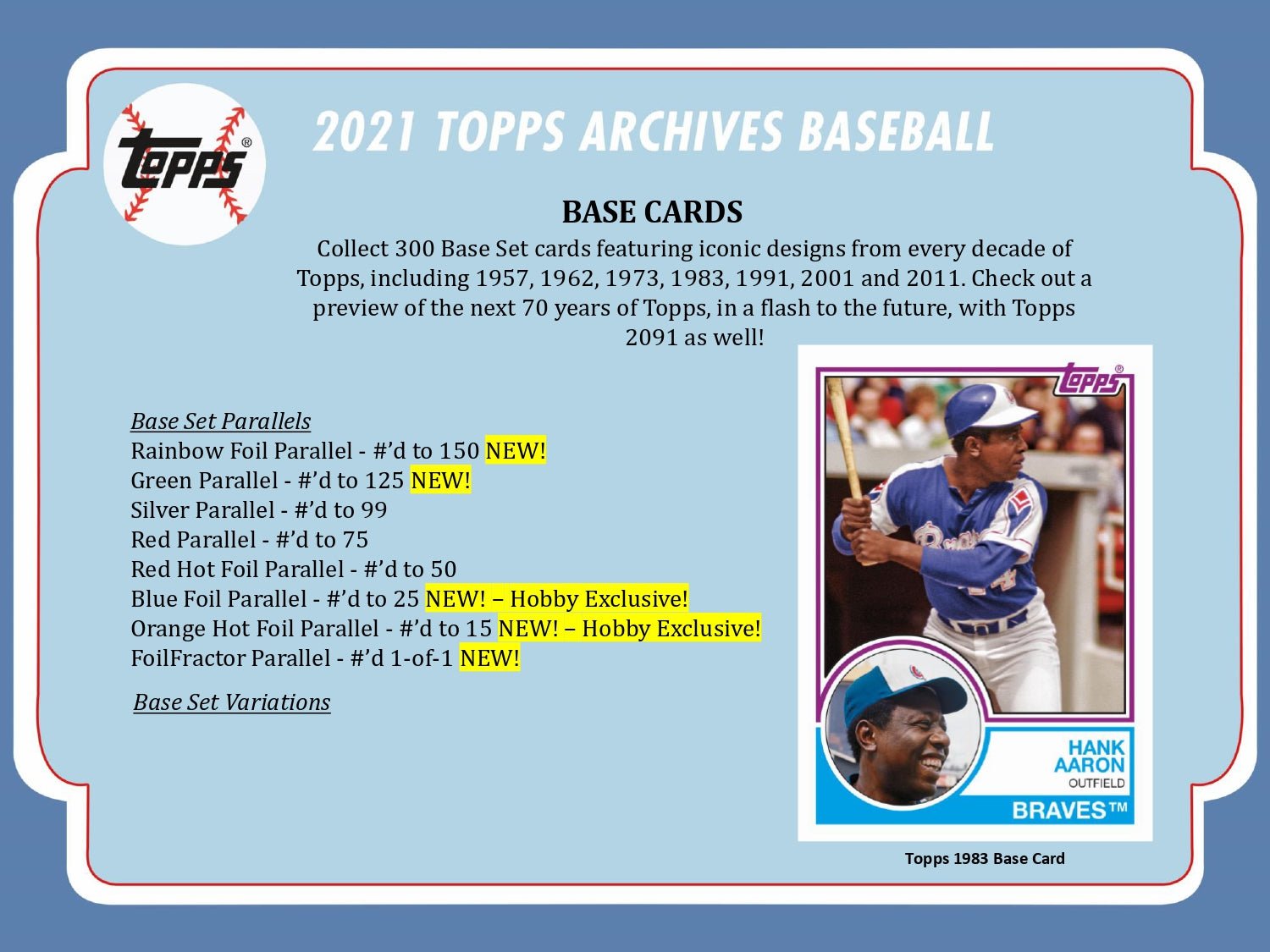 2021 Topps Archives Baseball Hobby Box 887521102013 at King Card Canada