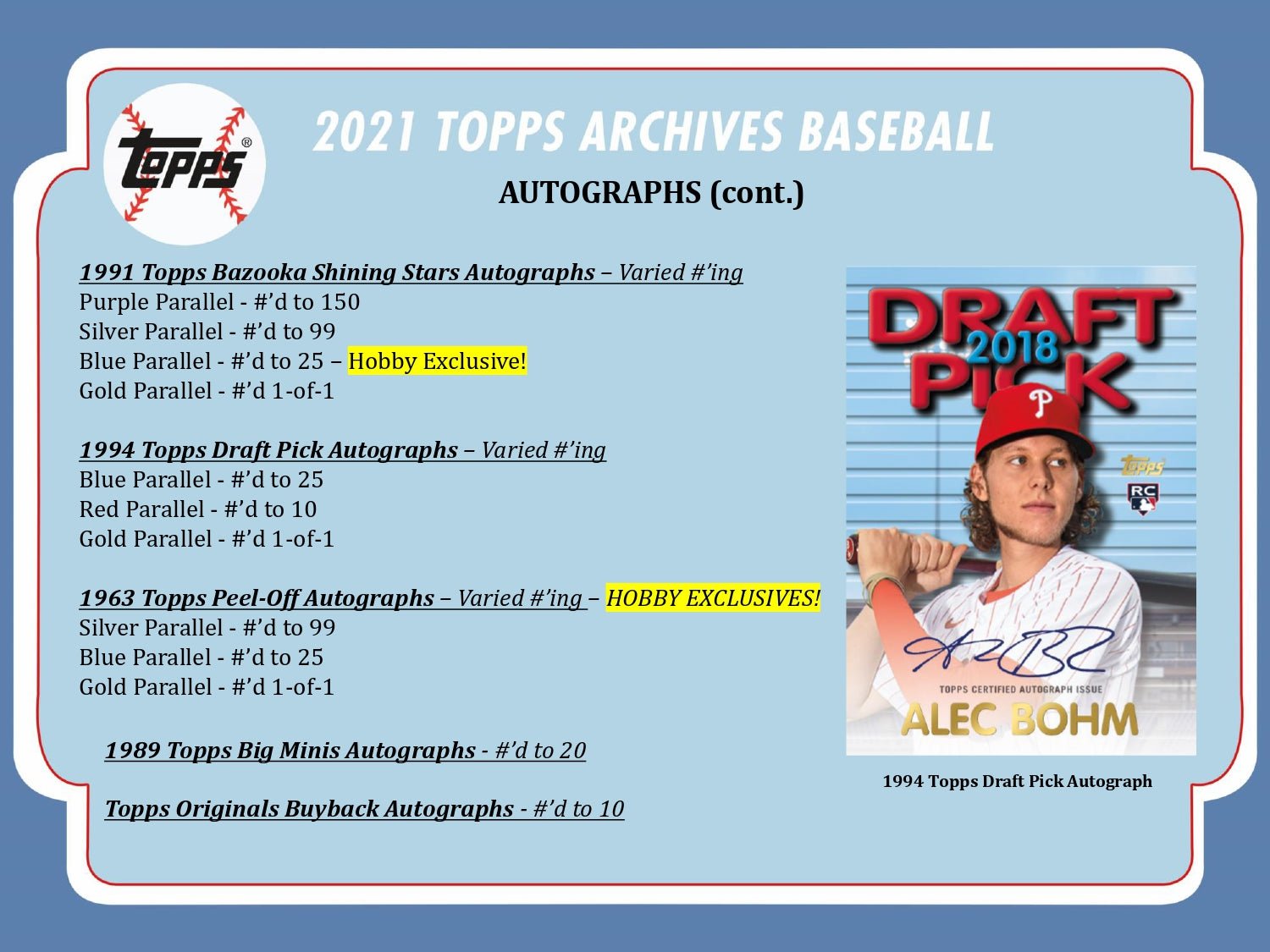 2021 Topps Archives Baseball Hobby Box 887521102013 at King Card Canada