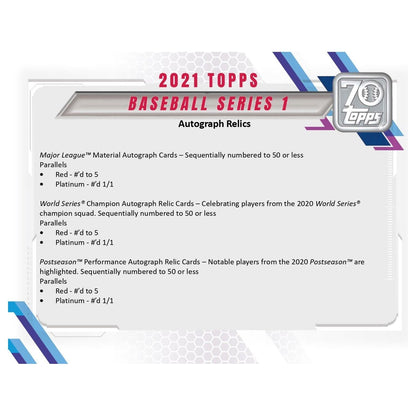 2021 Topps Series 1 Baseball Retail Box 887521095469 at King Card Canada