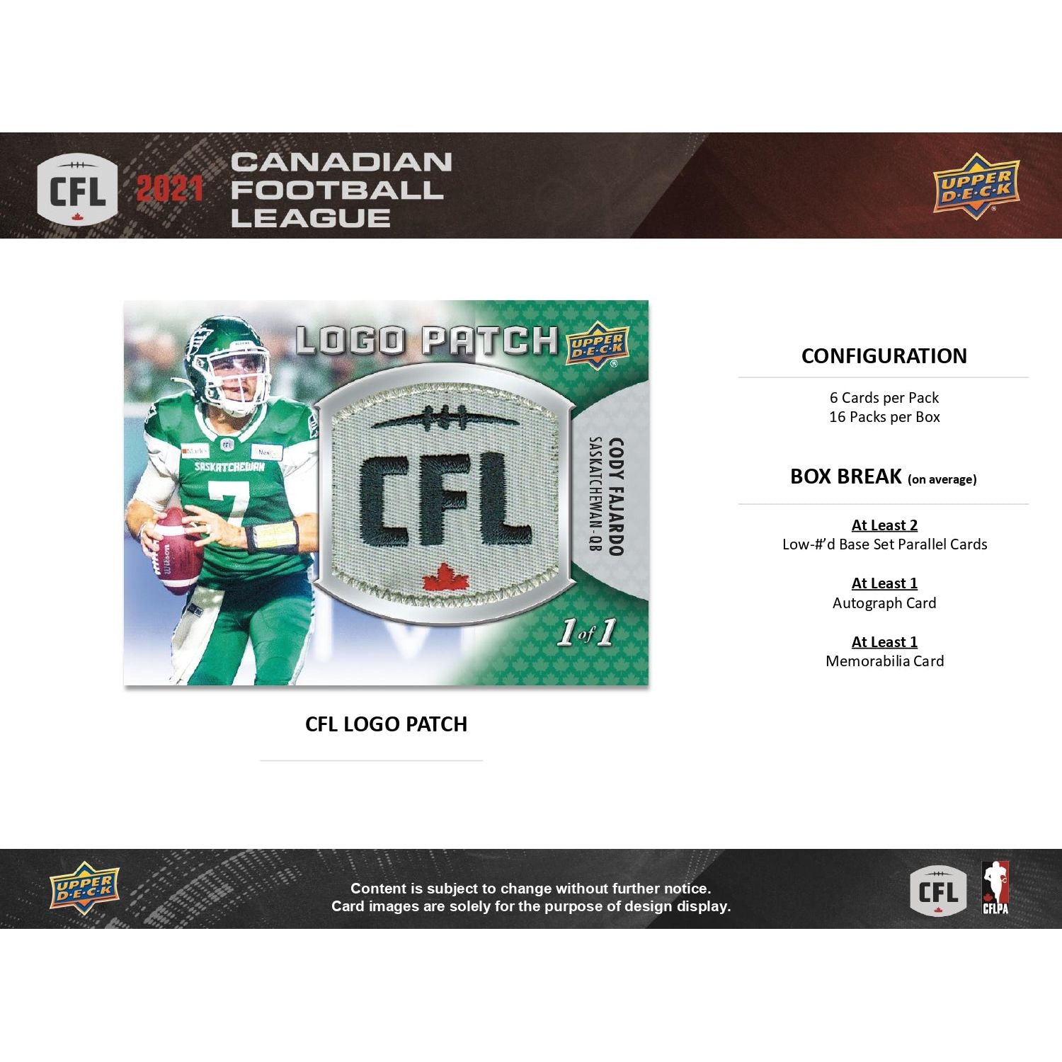 2021 Upper Deck CFL Football Hobby Box 053334964623 at King Card Canada