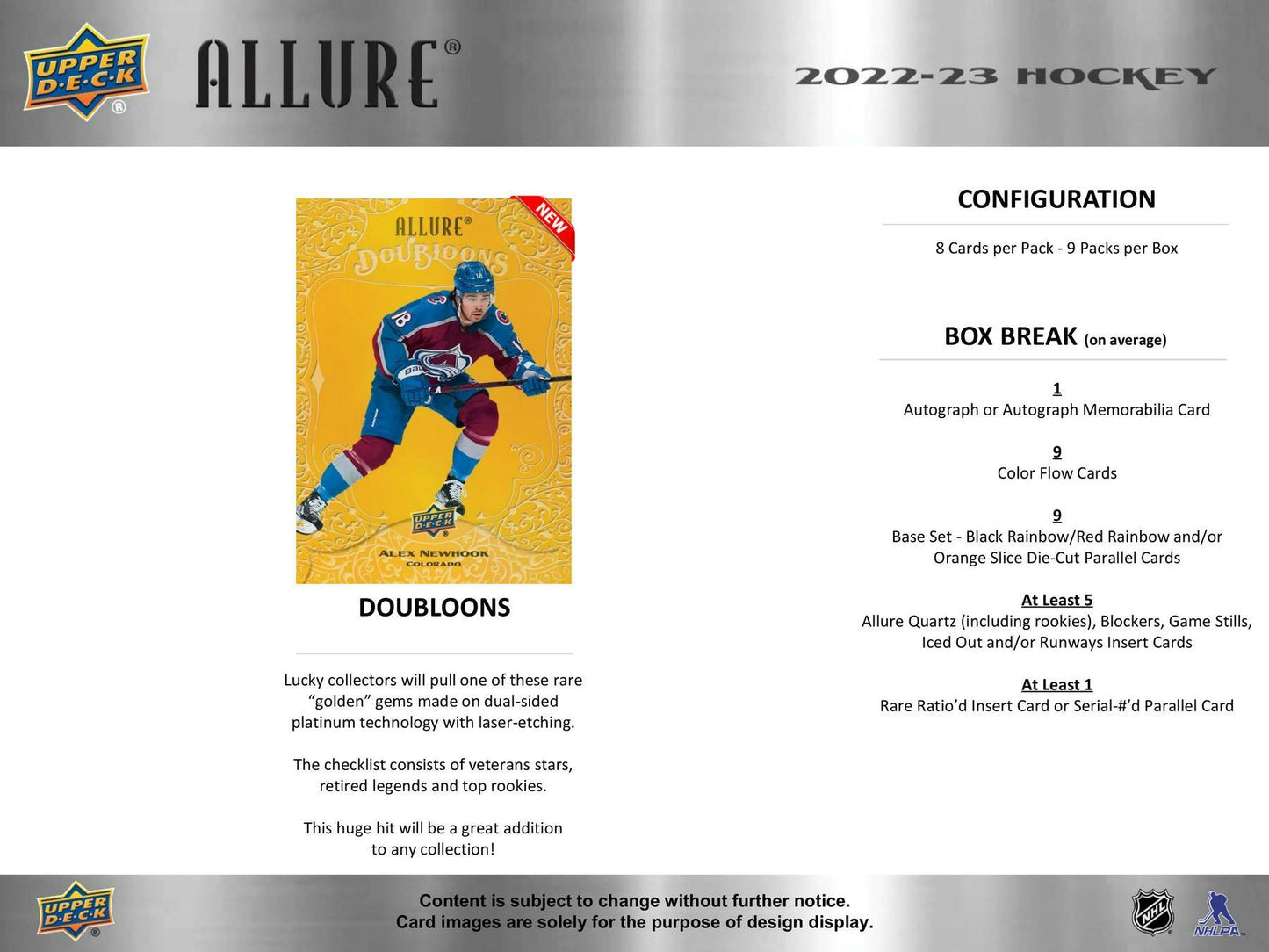 2022 - 23 Upper Deck Allure Hockey Hobby Box 053334104548 at King Card Canada
