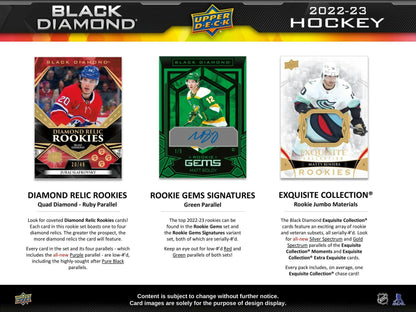 2022 - 23 Upper Deck Black Diamond Hockey Hobby Box 053334104777 at King Card Canada