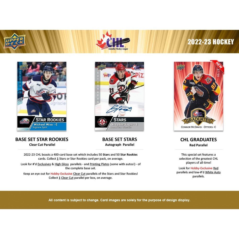 2022 - 23 Upper Deck CHL Hockey Hobby Box 053334120463 at King Card Canada