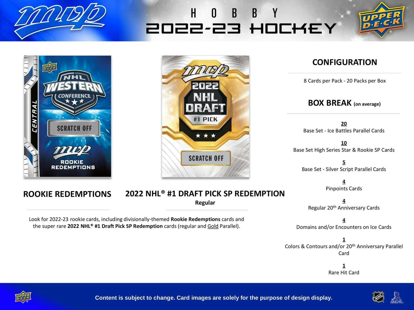 2022 - 23 Upper Deck MVP Hockey Hobby Box 053334995610 at King Card Canada