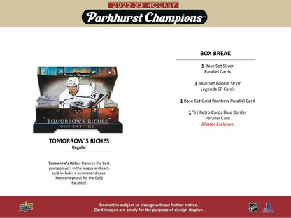 2022-23 Upper Deck Parkhurst Champions Hockey Blaster Box 053334103558 - King Card Canada