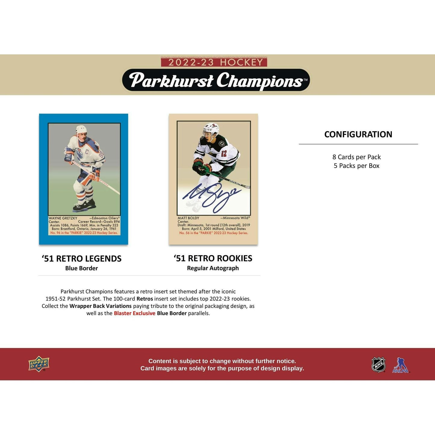 2022 - 23 Upper Deck Parkhurst Champions Hockey Blaster Box at King Card Canada