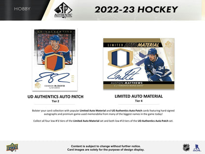 2022 - 23 Upper Deck SP Authentic Hockey Hobby Box 053334121750 at King Card Canada
