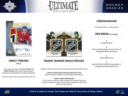 2022 - 23 Upper Deck Ultimate Collection Hockey Hobby Box 053334140232 at King Card Canada
