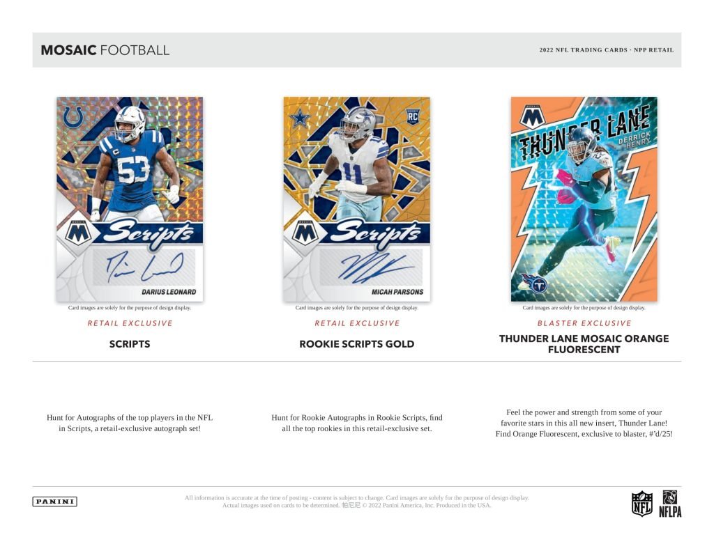 2022 Panini Mosaic Football Blaster Box 613297999850 at King Card Canada