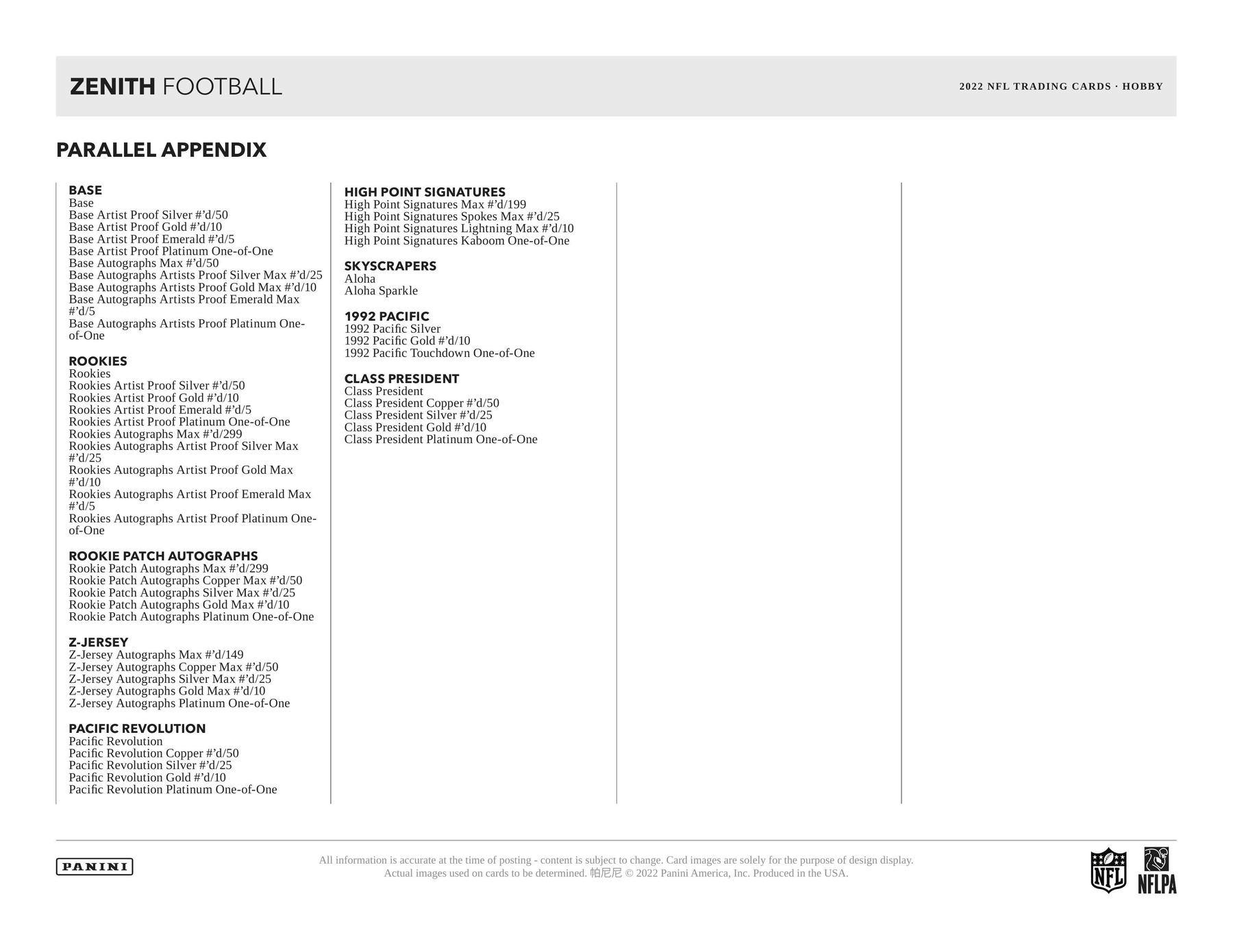 2022 Panini Zenith Football Hobby Box 746134125614 at King Card Canada