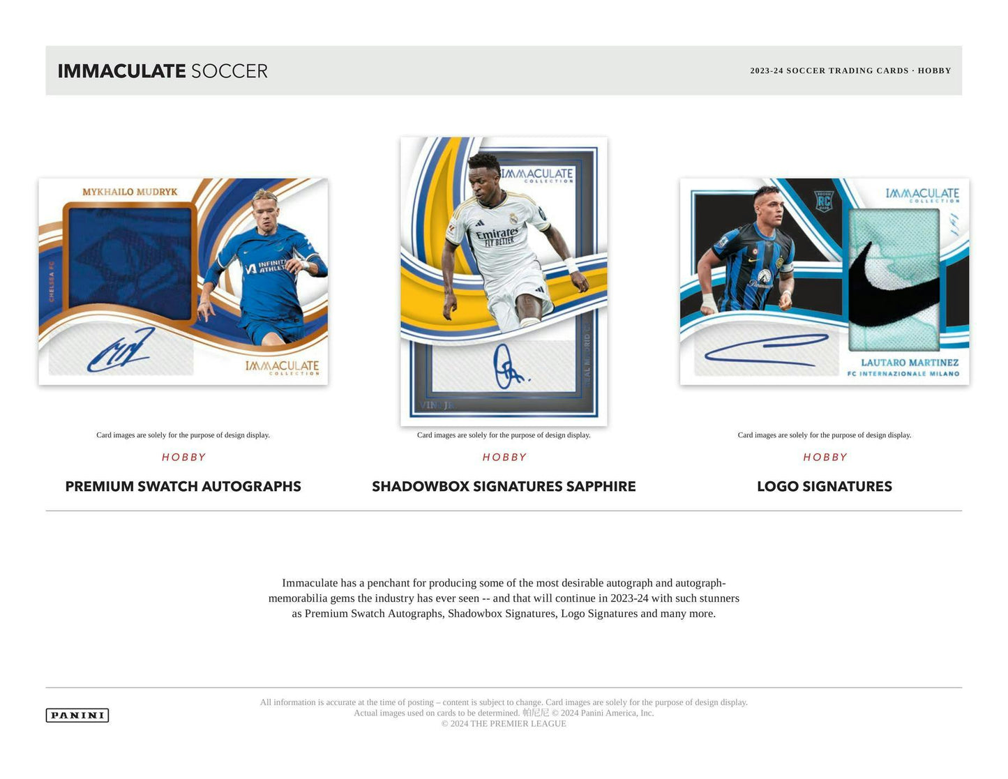 2023 - 24 Panini Immaculate Soccer Hobby Box 746134162015 at King Card Canada