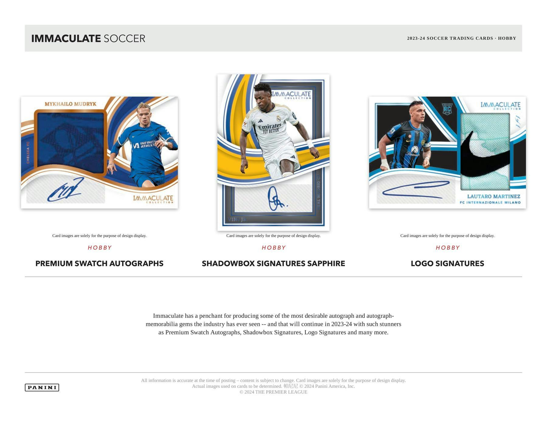 2023 - 24 Panini Immaculate Soccer Hobby Box 746134162015 at King Card Canada