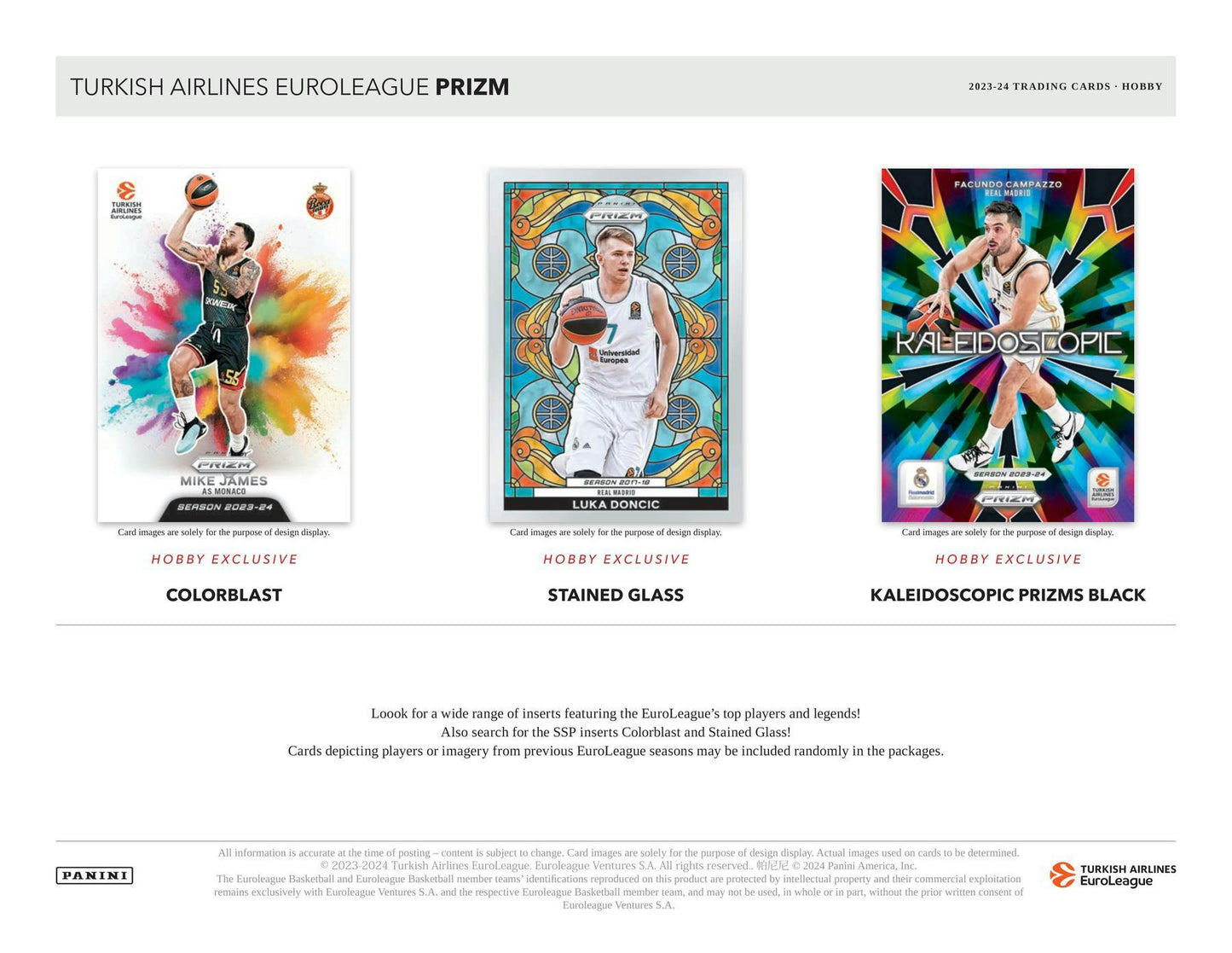 2023 - 24 Panini Prizm Turkish Airlines EuroLeague Basketball Hobby Box 746134170621 - King Card Canada