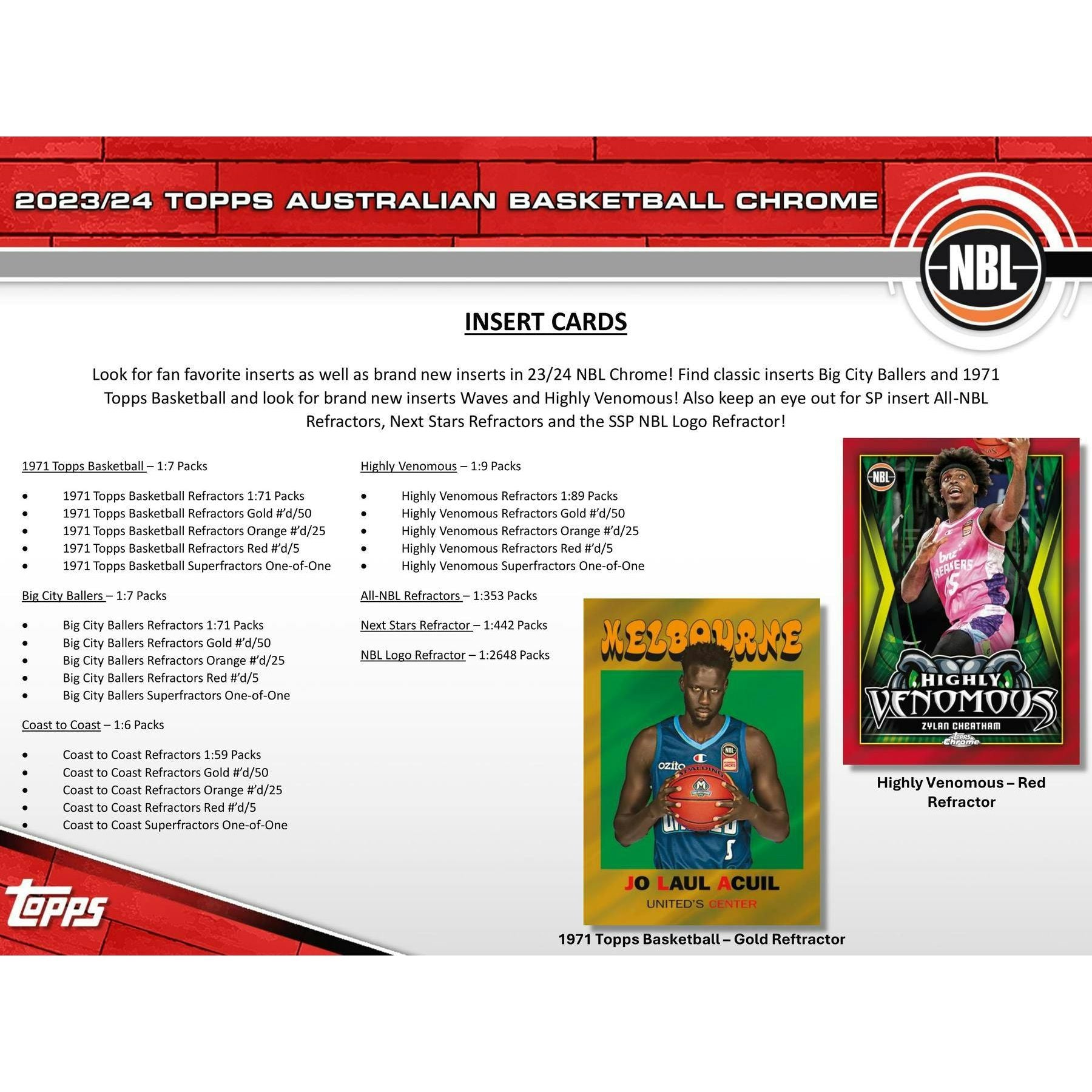 2023 - 24 Topps Chrome NBL Basketball Hobby Box [PRE - ORDER - 07/03/2024] 887521127689 - King Card Canada