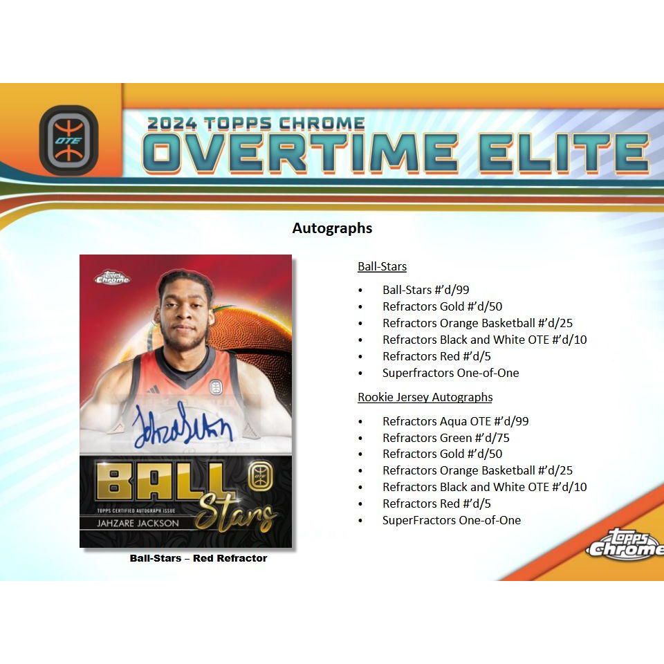 2023 - 24 Topps Chrome Overtime Elite Basketball Hobby Box 887521127849 - King Card Canada