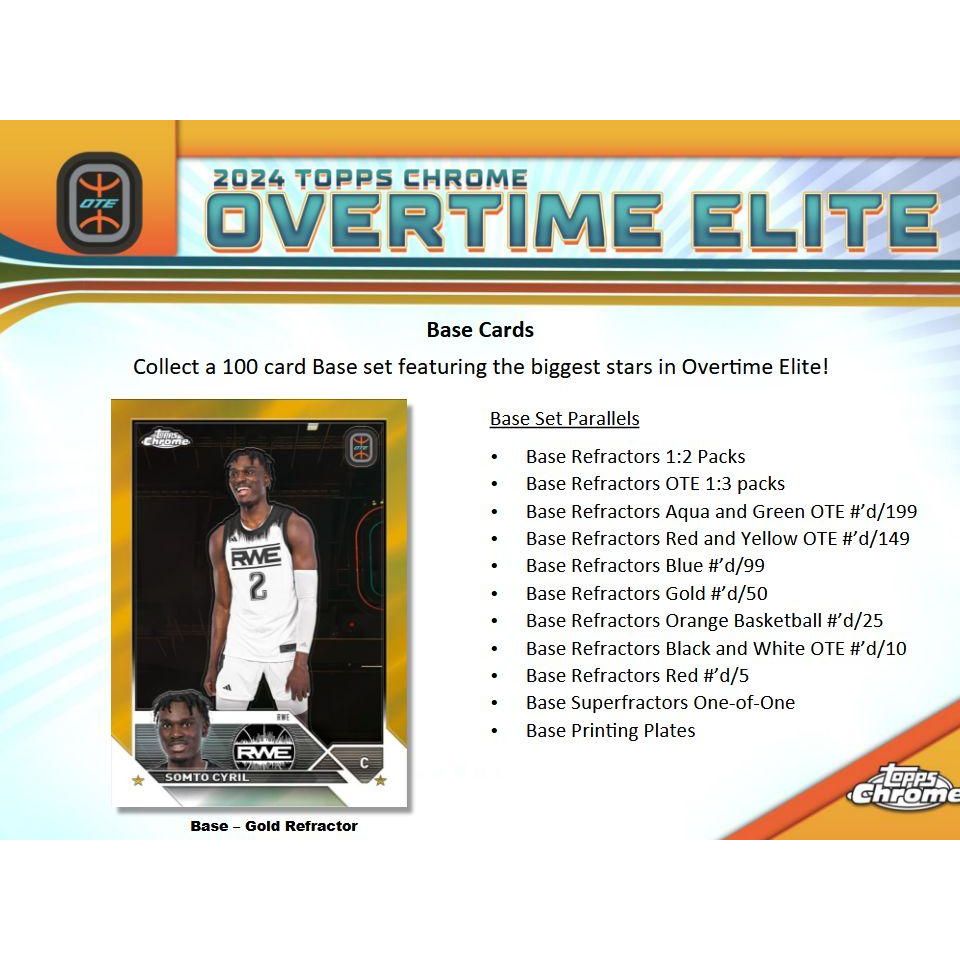 2023 - 24 Topps Chrome Overtime Elite Basketball Hobby Box 887521127849 - King Card Canada