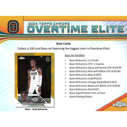 2023 - 24 Topps Chrome Overtime Elite Basketball Hobby Box 887521127849 - King Card Canada