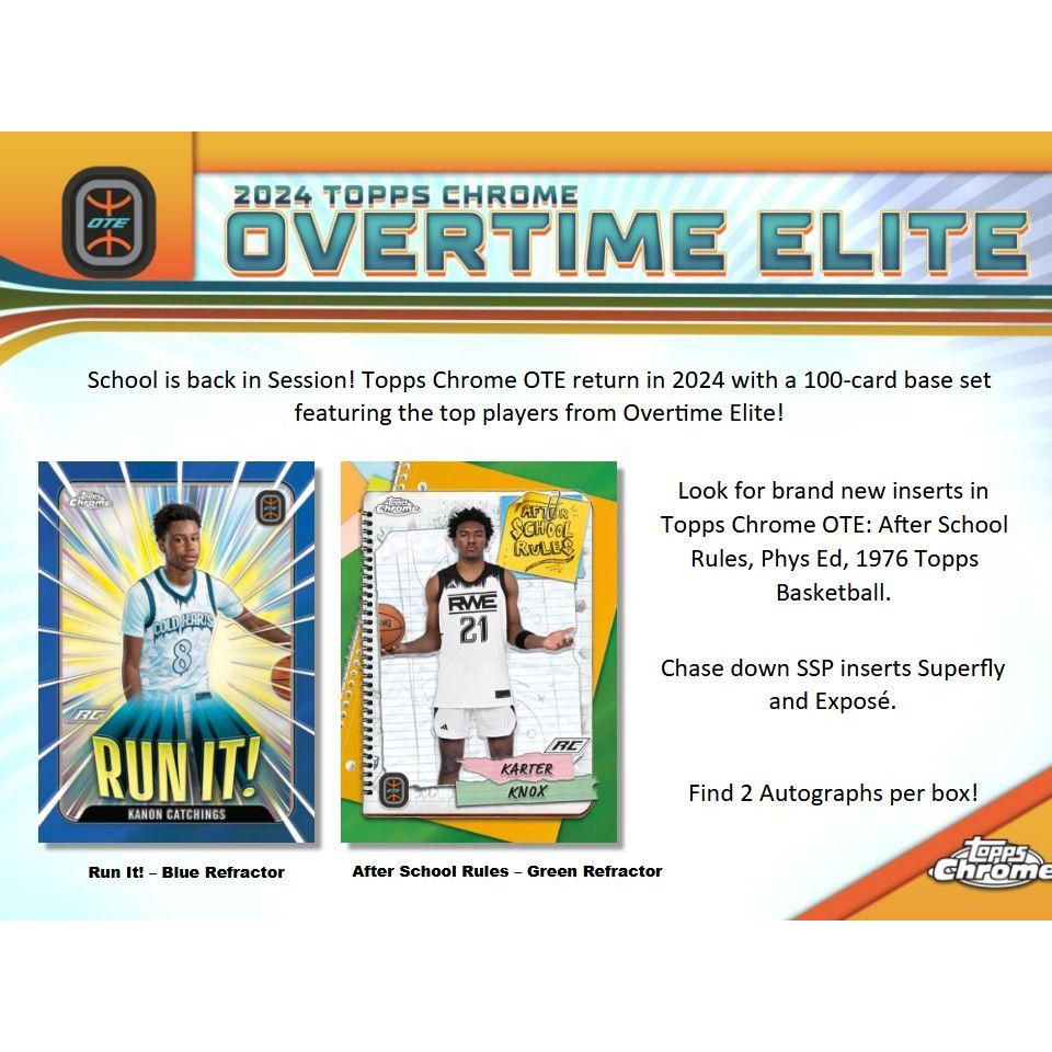 2023 - 24 Topps Chrome Overtime Elite Basketball Hobby Box 887521127849 - King Card Canada