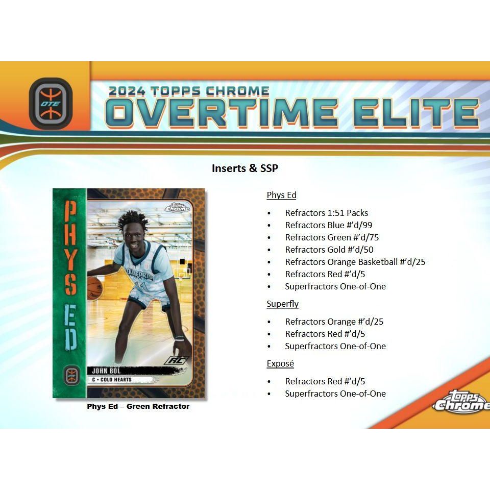 2023 - 24 Topps Chrome Overtime Elite Basketball Hobby Box 887521127849 - King Card Canada