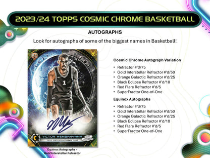 2023 - 24 Topps Cosmic Chrome Basketball Hobby Box 887521127573 at King Card Canada