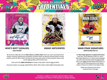 2023 - 24 Upper Deck Credentials Hockey Hobby Box 053334514798 at King Card Canada