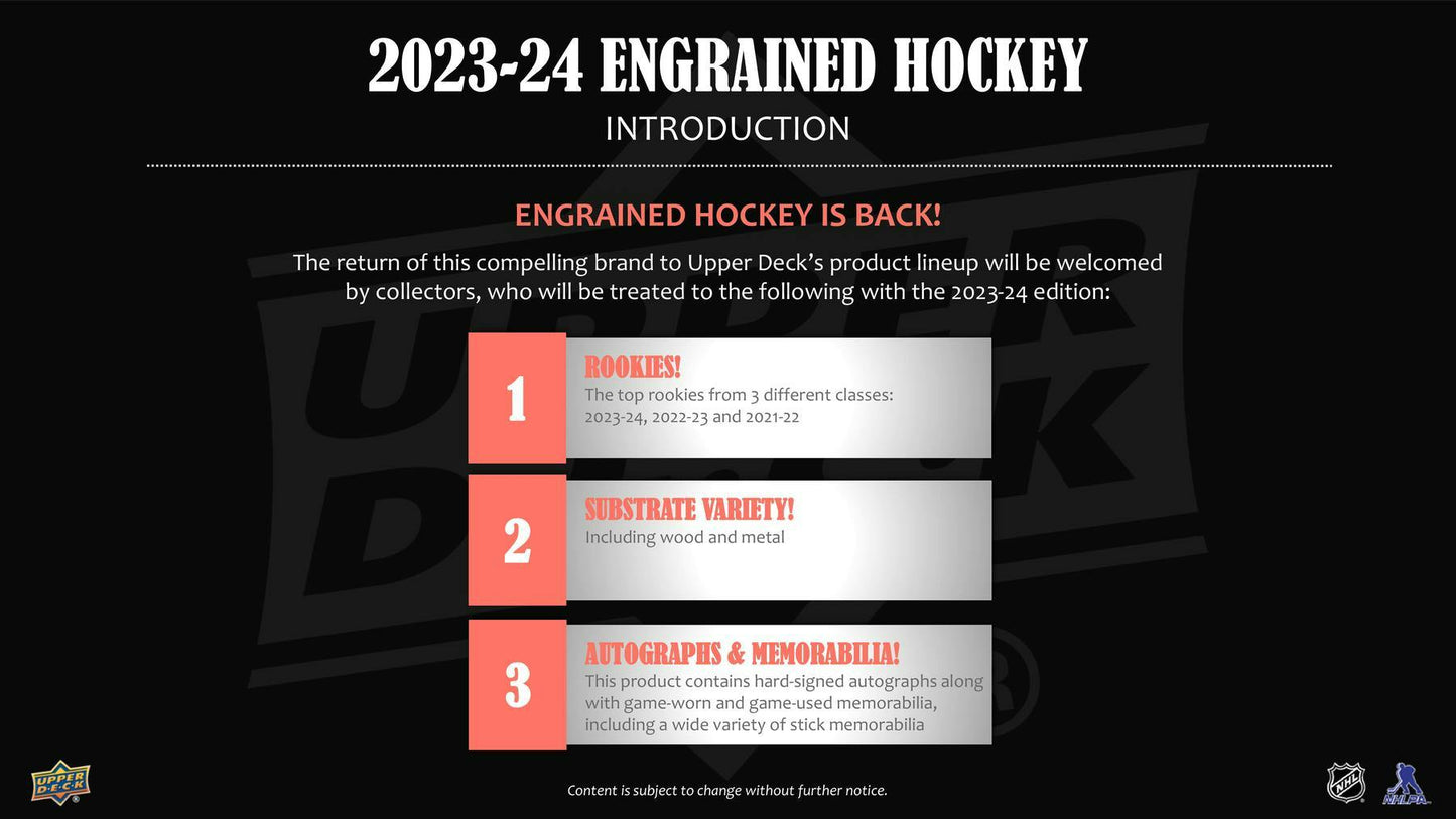 2023 - 24 Upper Deck Engrained Hockey Hobby Box 053334516471 at King Card Canada