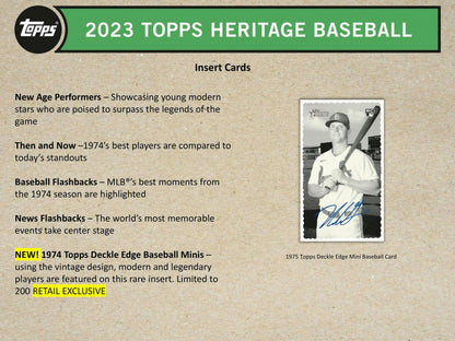 2023 Topps Heritage Baseball Blaster Value Box 887521116133 - King Card Canada