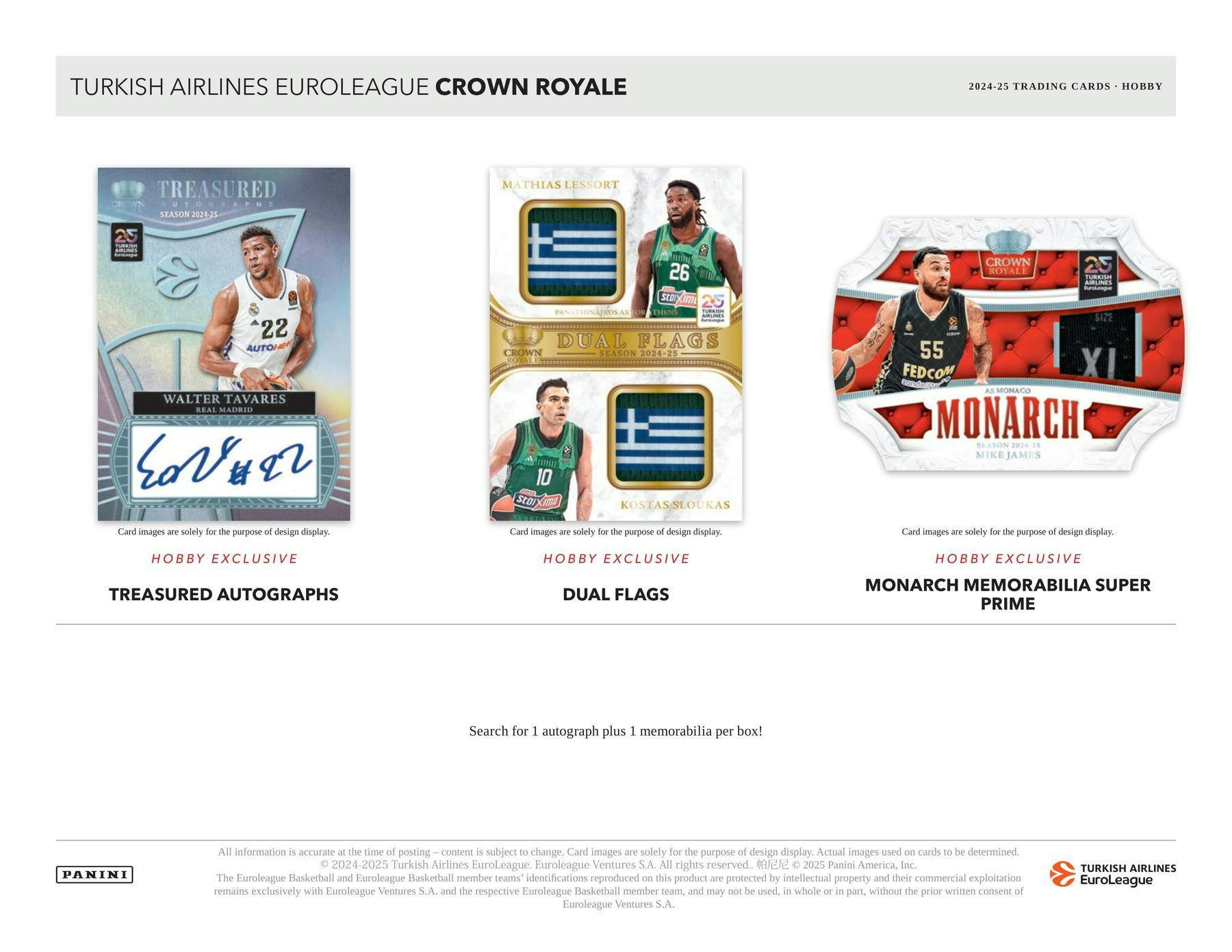 2024 - 25 Panini Crown Royale EuroLeague Basketball Hobby Box 746134189401 at King Card Canada
