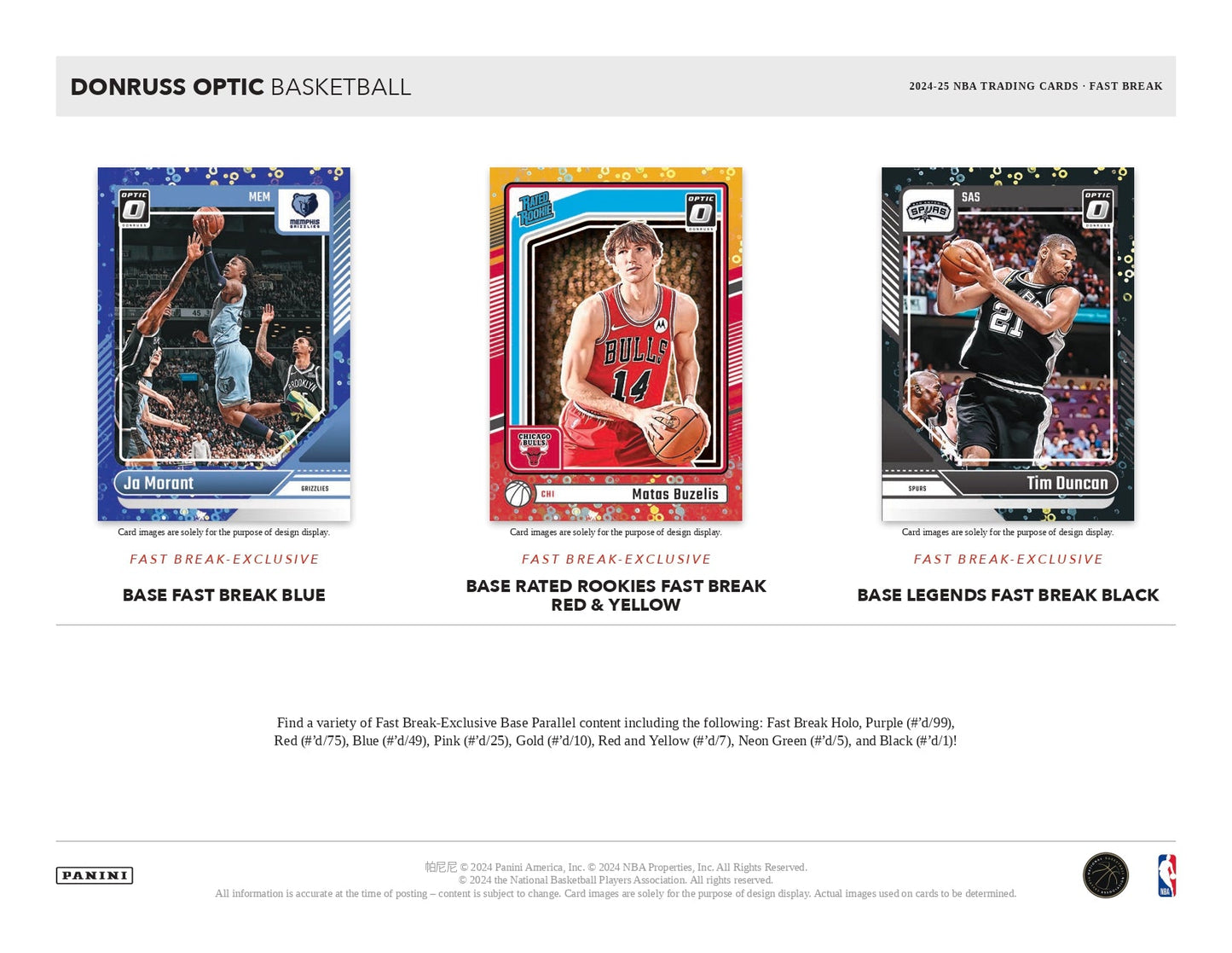 2024 - 25 Panini Donruss Optic Basketball Fast Break 746134179884 at King Card Canada