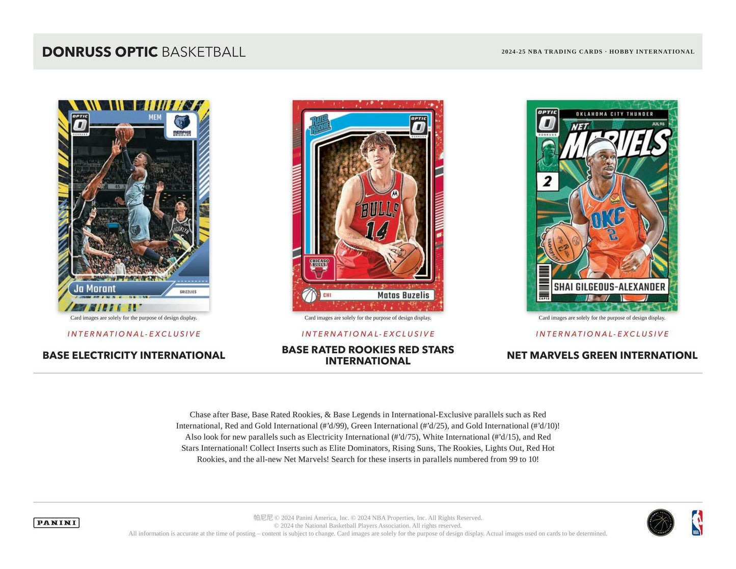 2024 - 25 Panini Donruss Optic Basketball International Hobby Box 746134179914 at King Card Canada